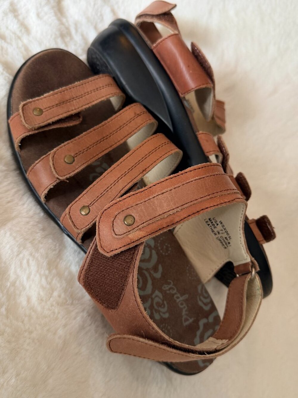 Ultra-Comfortable Propet Aurora Brown Leather Sandals - Size 7.5 Worn Once